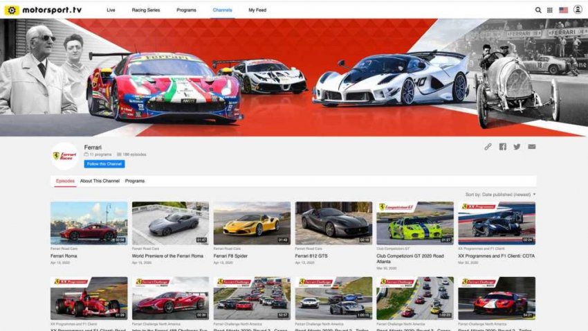 У Ferrari появился собственный канал